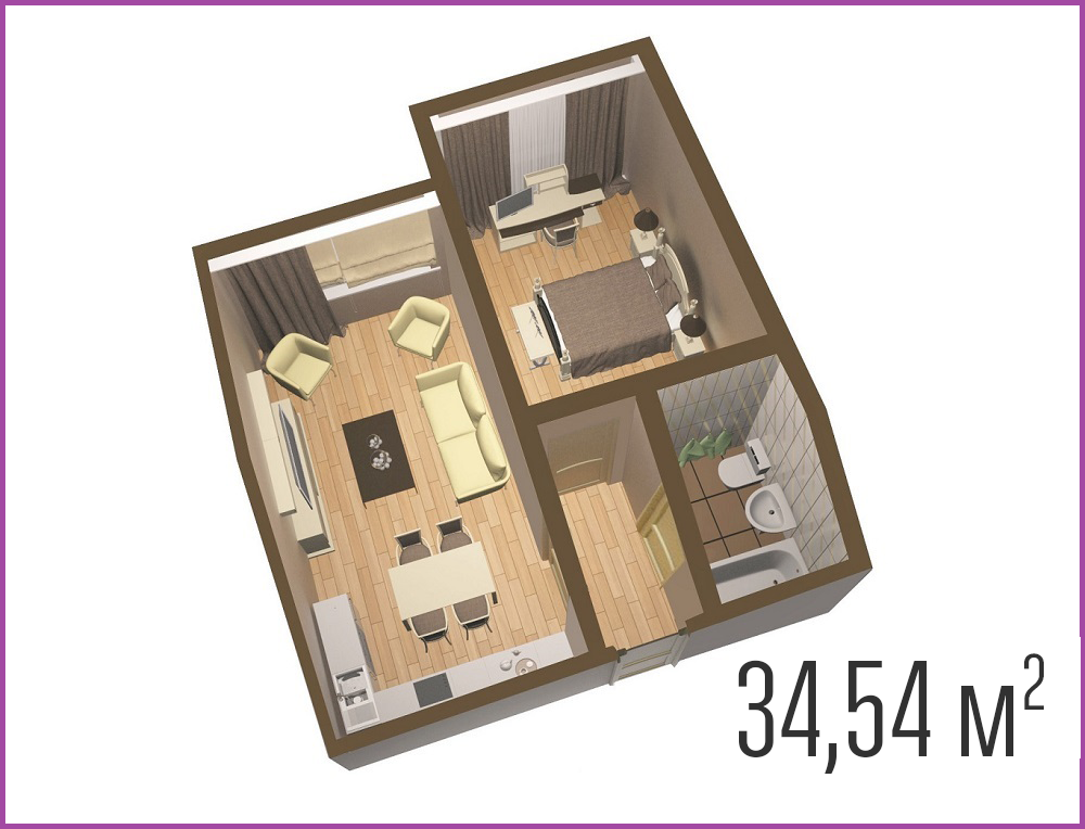 Квартира 34,54 квадратных метров Чеховский посад